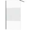 MEXEN/S - KIOTO Sprchová zástěna WALK-IN 120x200 cm 8 mm, černá, Transparent/matné sklo 800-120-101-70-35