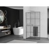 MEXEN/S - Kioto+ L Sprchová zástěna WALK-IN s poličkou a držákem ručníků 100 x 200 cm, černý vzor, chrom 800-100-123-01-77