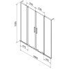 MEXEN/S - Velar L Duo dvoukřídlá posuvná vanová zástěna 200 x 150 cm, transparent, černá 896-200-003-02-70