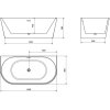 MEXEN/S - Oval vana volně stojící nástěnná 160 x 80 cm, bílá, sifon a přepad černá 52671608000-70