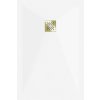 MEXEN/S - Stone+ obdélníková sprchová vanička 140 x 90, bílá, mřížka zlatá 44109014-G