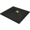 MEXEN/S - Stone+ čtvercová sprchová vanička 90 x 90, černá, mřížka zlatá 44709090-G
