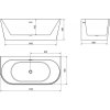 MEXEN/S - Oval+ volně stojící vana przyścienna 170 x 80, bílá, sifon a přepad chrom 52681708000-01