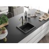 MEXEN/S - Milo granitový dřez 1-miska včetně baterie Flora, černá 6505-77-670401-57-B