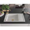 MEXEN/S - Elias granitový dřez 1 s odkapávačem včetně baterie Flora, bílá 6511-20-670401-57-G