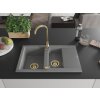 MEXEN/S - Gaspar granitový dřez 1.5 s odkapávačem 737 x 475 mm, šedý, zlatý sifon 6507731505-71-G