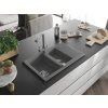MEXEN/S - Gaspar granitový dřez 1.5 s odkapávačem včetně baterie Duero, šedá 6507-71-671600-71