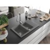 MEXEN/S - Gaspar granitový dřez 1.5 s odkapávačem včetně baterie Savita, šedá 6507-71-672601-00