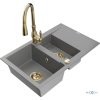 MEXEN/S - Gaspar granitový dřez 1.5 s odkapávačem včetně baterie Savita, šedá 6507-71-672601-50