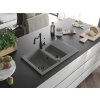 MEXEN/S - Gaspar granitový dřez 1.5 s odkapávačem včetně baterie Carla, šedá 6507-71-670700-70-B