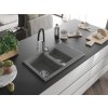 MEXEN/S - Gaspar granitový dřez 1.5 s odkapávačem včetně baterie Aster, šedá 6507-71-73450-07