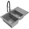 MEXEN/S - Gaspar granitový dřez 1.5 s odkapávačem včetně baterie Aster, šedá 6507-71-73450-07