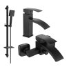 MEXEN/S - Libra DQ45 Set umyvadlové a vanové baterie s příslušenstvím, černá 745103DQ45-70