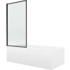 MEXEN/S - Cubik obdélníková vana 150 x 70 cm s panelem  + vanová zástěna 70,  černá  vzor 550315070X9307017070