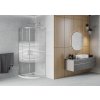 MEXEN/S - Rio Sprchový kout 90x90, sklo proužky, chrom + vaničla Flat se sifonem 863-090-090-01-20-4110