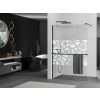 MEXEN/S - KIOTO Sprchová zástěna WALK-IN s poličkou a držákem ručníků 70 x 200, transparent/bílý dekor 8 mm, černá 800-070-121-70-85