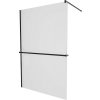 MEXEN/S - KIOTO Sprchová zástěna WALK-IN s poličkou a držákem ručníků 80 x 200, matné sklo 8 mm, černá 800-080-121-70-30