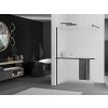 MEXEN/S - KIOTO Sprchová zástěna WALK-IN s poličkou a držákem ručníků 100 x 200, matné sklo 8 mm, černá 800-100-121-70-30