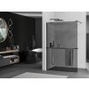 MEXEN/S - KIOTO Sprchová zástěna WALK-IN s poličkou a držákem ručníků 100 x 200, grafit 8 mm, černá 800-100-121-70-40