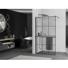 MEXEN/S - KIOTO Sprchová zástěna WALK-IN s poličkou a držákem ručníků 100 x 200, transparent/černá 8 mm, černá 800-100-121-70-77