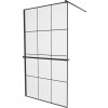 MEXEN/S - KIOTO Sprchová zástěna WALK-IN s poličkou a držákem ručníků 100 x 200, transparent/černá 8 mm, černá 800-100-121-70-77