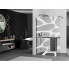 MEXEN/S - KIOTO Sprchová zástěna WALK-IN s poličkou a držákem ručníků 80 x 200, transparent/bílý dekor 8 mm, černá 800-080-121-70-97