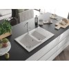 MEXEN/S - Gaspar granitový dřez 1.5 s odkapávačem včetně baterie Flora, bílá 6507-20-670401-00