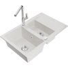 MEXEN/S - Gaspar granitový dřez 1.5 s odkapávačem včetně baterie Flora, bílá 6507-20-670401-00