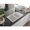 MEXEN/S - Gaspar granitový dřez 1.5 s odkapávačem včetně baterie Flora, bílá 6507-20-670401-06