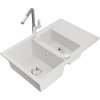 MEXEN/S - Gaspar granitový dřez 1.5 s odkapávačem včetně baterie Flora, bílá 6507-20-670401-06