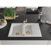 MEXEN/S - Gaspar granitový dřez 1.5 s odkapávačem včetně baterie Flora, bílá 6507-20-670401-57-G