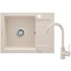 DEANTE - Zorba beige - Granitový dřez včetně baterie, 1 - bowl s odkapávačem ZQZA511A