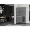 MEXEN/S - Kioto+ Sprchová zástěna WALK-IN s poličkou a držákem ručníků 90 x 200 cm, grafit, zlatá kartáčovaná 800-090-121-55-40