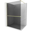 MEXEN/S - Kioto+ Sprchová zástěna WALK-IN s poličkou a držákem ručníků 90 x 200 cm, grafit, zlatá kartáčovaná 800-090-121-55-40