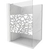 MEXEN/S - Kioto+ L Sprchová zástěna WALK-IN s poličkou a držákem ručníků 110 x 200 cm, bílý vzor, nikl kartáčovaná 800-110-123-97-85