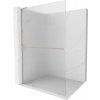 MEXEN/S - Kioto+ L Sprchová zástěna WALK-IN s poličkou a držákem ručníků 90 x 200 cm, proužky, nikl kartáčovaná 800-090-123-97-09