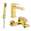 MEXEN/S - Uno R77 Set umyvadlové a vanové baterie s příslušenstvím, zlato 71403R77-50