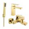 MEXEN/S - Cetus R77 Set umyvadlové a vanové baterie s příslušenstvím, zlato 744303R77-50