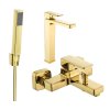 MEXEN/S - Cetus R77 Set umyvadlové a vanové baterie s příslušenstvím, zlato 744313R77-50