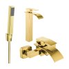 MEXEN/S - Aries R77 Set umyvadlové a vanové baterie s příslušenstvím, zlato 744813R77-50