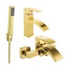 MEXEN/S - Libra R77 Set umyvadlové a vanové baterie s příslušenstvím, zlato 745103R77-50