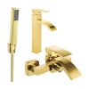 MEXEN/S - Libra R77 Set umyvadlové a vanové baterie s příslušenstvím, zlato 745113R77-50