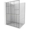 MEXEN/S - Kioto+ L Sprchová zástěna WALK-IN s poličkou a držákem ručníků 90 x 200 cm, černý vzor, nikl kartáčovaná 800-090-123-97-78