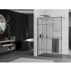 MEXEN/S - Kioto+ Sprchová zástěna s poličkou WALK-IN 80 x 200 cm, černá vzor, grafit kartáčovaná 800-080-121-66-78