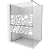 MEXEN/S - Kioto+ Sprchová zástěna s poličkou WALK-IN 80 x 200 cm, bílá vzor, grafit kartáčovaná 800-080-121-66-85