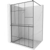 MEXEN/S - Kioto+ Sprchová zástěna s poličkou WALK-IN 90 x 200 cm, černá vzor, grafit kartáčovaná 800-090-121-66-78