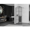 MEXEN/S - Kioto+ Sprchová zástěna WALK-IN s poličkou a držákem ručníků 70 x 200 cm, černý vzor, grafit kartáčovaná 800-070-121-66-77