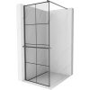 MEXEN/S - Kioto+ Sprchová zástěna WALK-IN s poličkou a držákem ručníků 70 x 200 cm, černý vzor, grafit kartáčovaná 800-070-121-66-77
