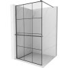 MEXEN/S - Kioto+ Sprchová zástěna WALK-IN s poličkou a držákem ručníků 120 x 200 cm, černý vzor, grafit kartáčovaná 800-120-121-66-77