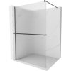 MEXEN/S - Kioto+ Sprchová zástěna WALK-IN s poličkou a držákem ručníků 90 x 200 cm, proužky, grafit kartáčovaná 800-090-121-66-09